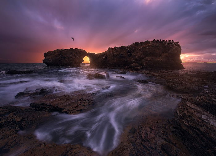 Long-exposure of rocky coast