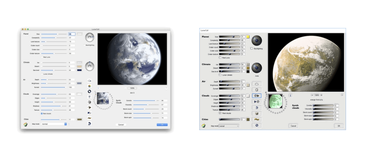 two examples of lunarcell photoshop plugin