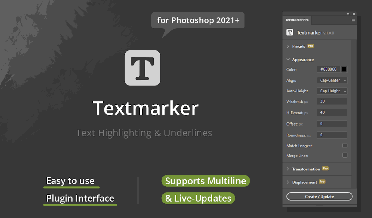 screenshot of textmarker photoshop plugin