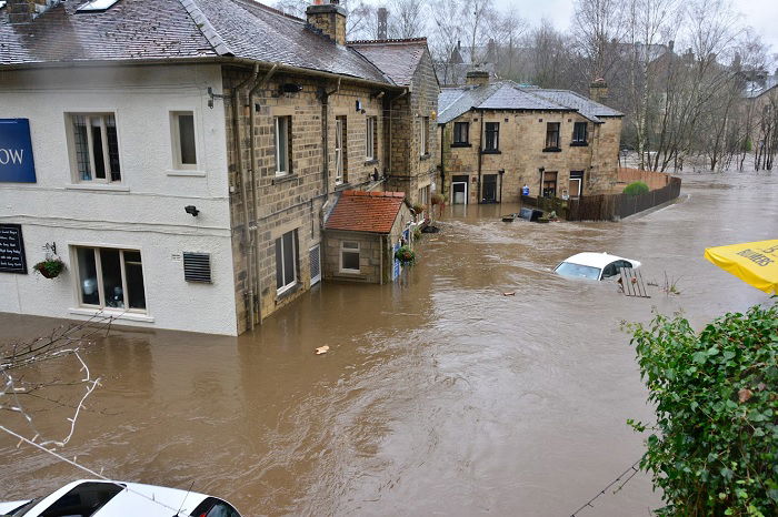 Flooded English village