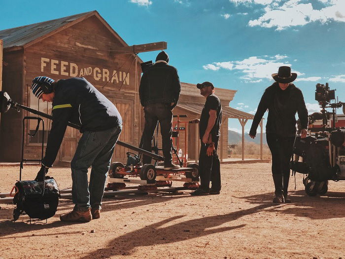 Behind the scenes on a Western movie set