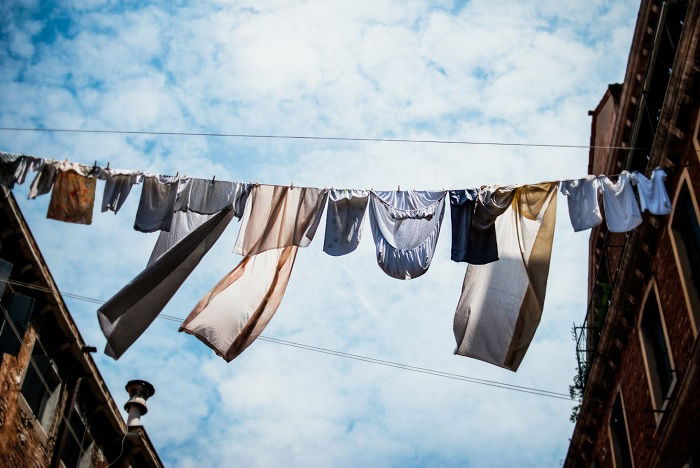 Inner city washing line with clothes drying